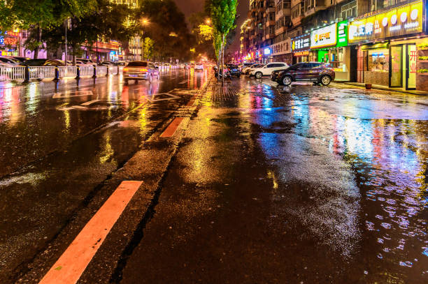 istock Changchun rainy night scene in China 1175306345