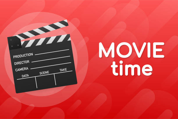 istock Lovely movie time concept layout with film projector and text area with sample title in retro western font. Vector illustration. 1175306818