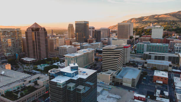 istock Salt Lake City Aerial View at Sunset 1175306838