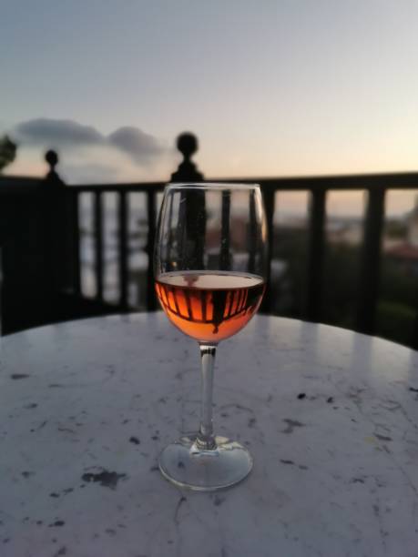 Rose wine on a summer evening in Lanzarote