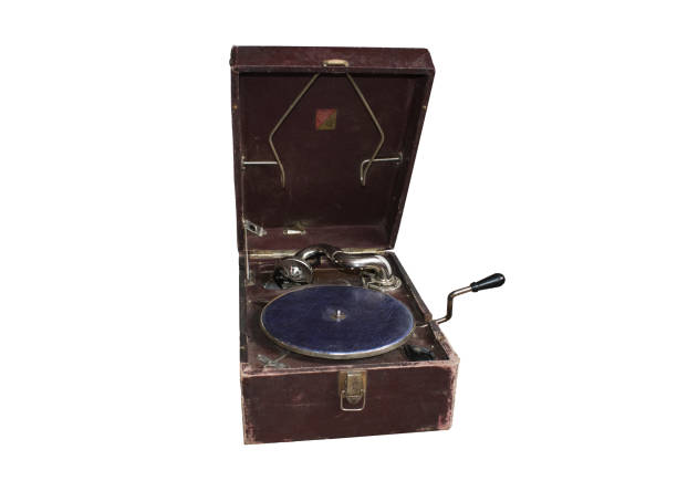 istock Retro musical record player isolated on white background. 1175309695