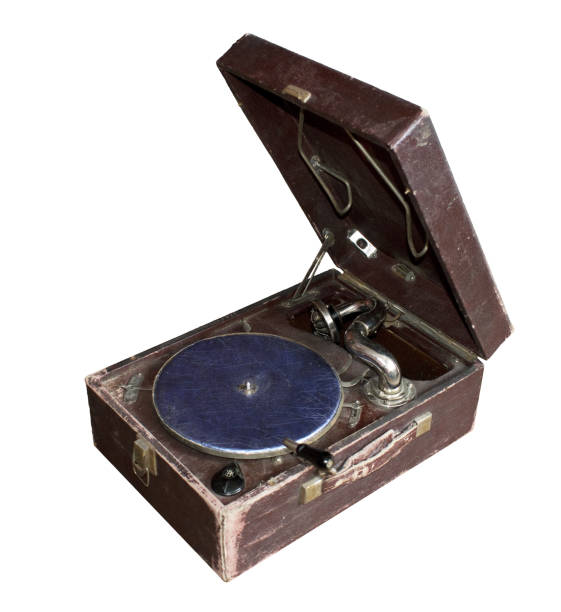 istock Retro musical record player isolated on white background. 1175310759