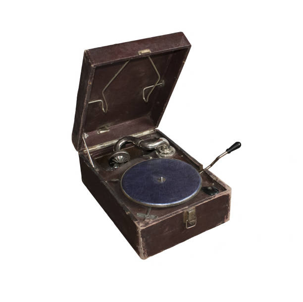 istock Retro musical record player isolated on white background. 1175310828
