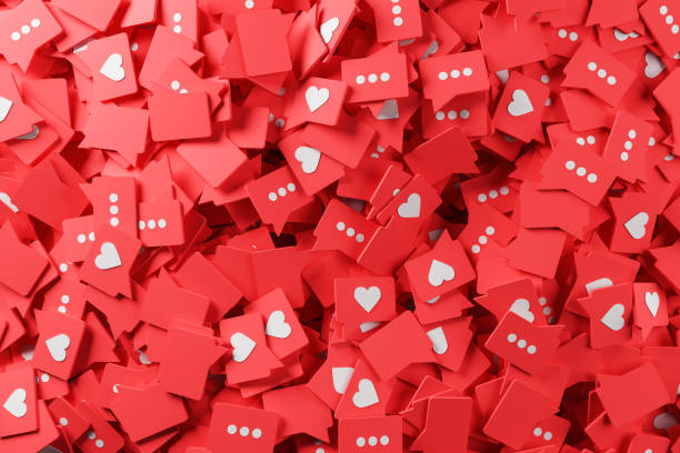 istock Red social media like and speech bubbles, top view 1175310981