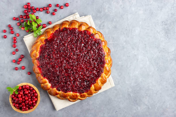 istock Pie with fresh cowberry or lingonberry 1175313631