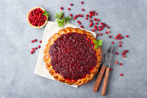 istock Pie with fresh cowberry or lingonberry 1175313853