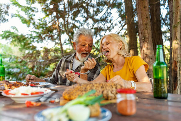istock Senior couple having lunch outdoors 1175315025