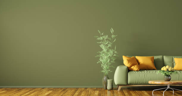 istock Interior of living room with green sofa 3d rendering 1175320683