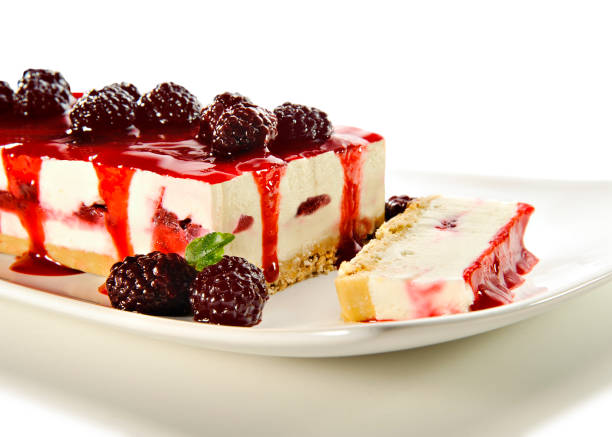 istock Cheesecake with raspberry jam as topping and raspberries decorating 1175320739