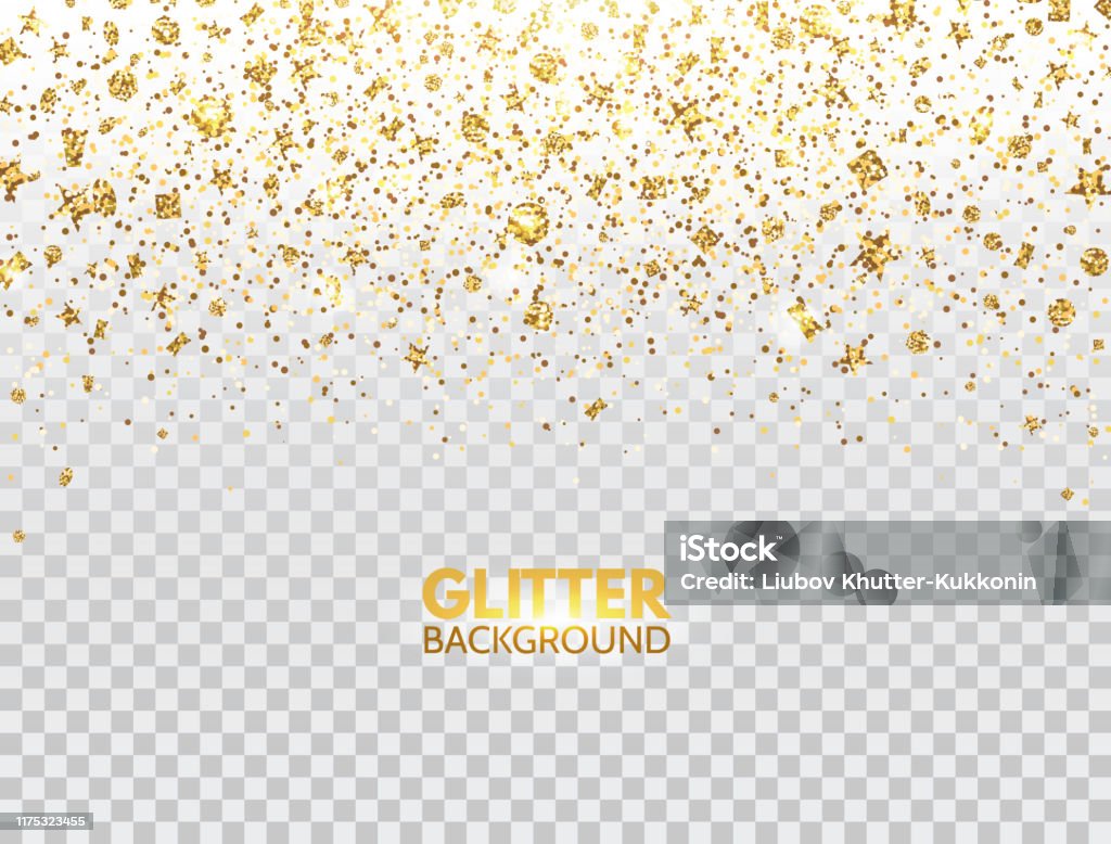 Glitter Confetti Gold Glitter Particles Falling On Transparent Background  Christmas Bright Shimmer Design Glowing Particles Effect For Luxury  Greeting Card Vector Illustration Stock Illustration - Download Image Now -  iStock