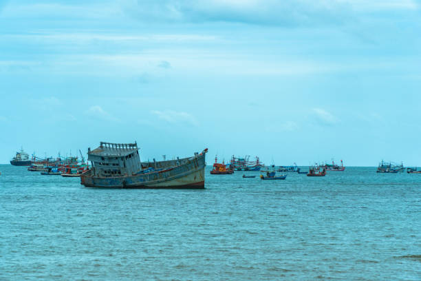 istock A large fishing boat stranded 1175324921