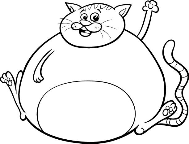 Fat Cat Cartoon Character Coloring Book Stock Illustration - Download Image  Now - Animal, Animal Body Part, Animal Whisker - iStock