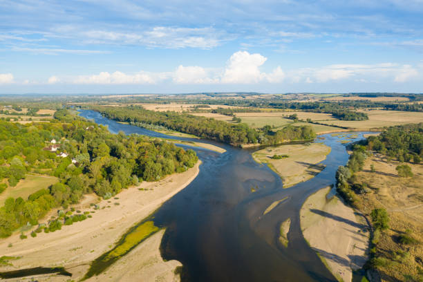 A global view of The Allier's beak, the Loire and the Allier meet in Nevers stock photo