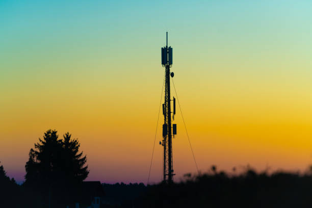 istock Radio masts, backlight, 2G, 3G, 4G, 5G, LTE, radiation, reception, mobile phone 1175329728