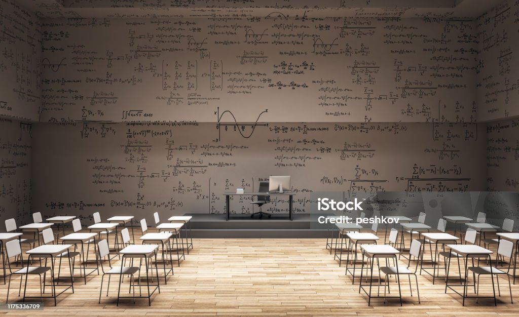 Math Light Light Classroom With Math Formulas Stock Photo - Download Image Now ...