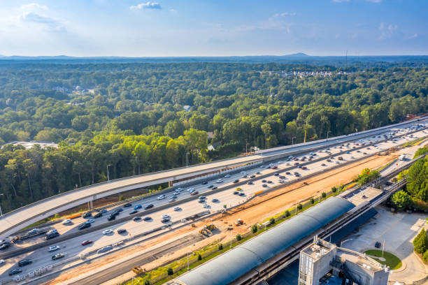 istock Aerial view Highway expansion project in Atlanta 1175339856