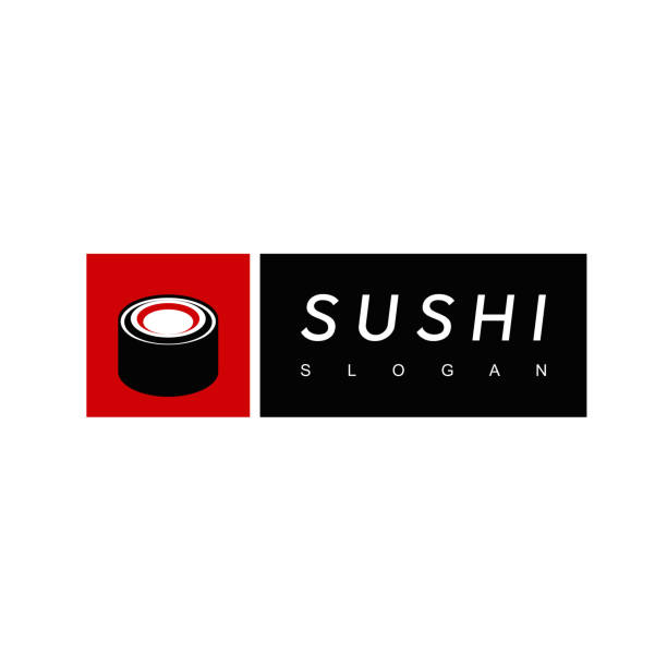 ilustrações, clipart, desenhos animados e ícones de símbolo do sushi para o logotipo japonês do restaurante - chopsticks nobody red white background