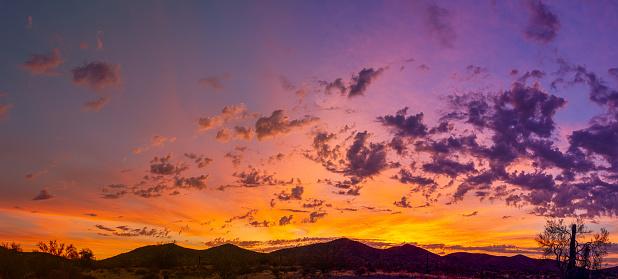 Sunset over the Virgin River Valley in Rockville Utah on the first day of summer June 21, 2023.