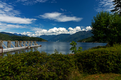 Low water levels at the Cleveland Dam in North Vancouver.