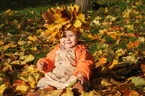 Cute Autumn Baby stock photo
