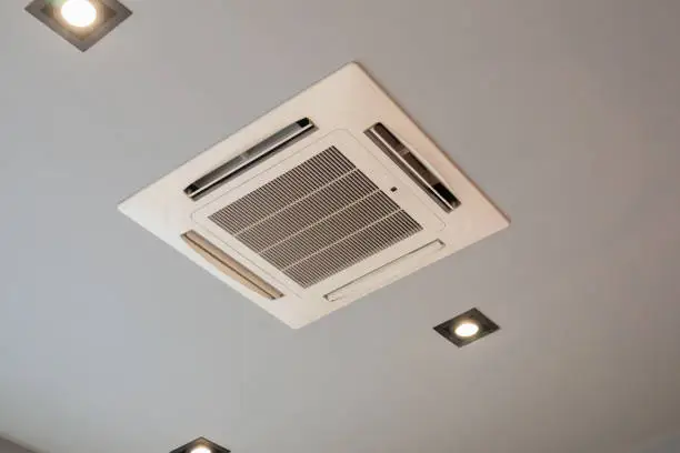 Photo of Modern ceiling mounted cassette type air conditioning system