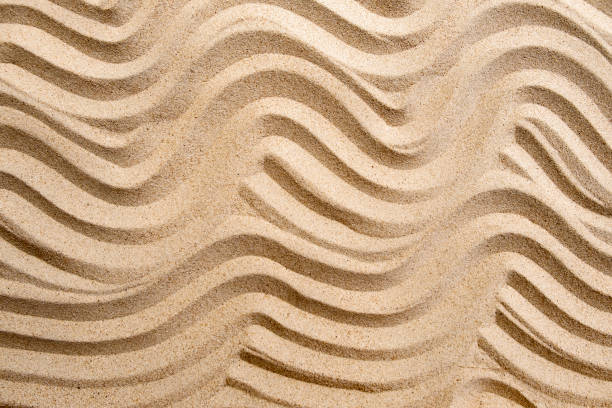 istock Texture line wave sand on the beach, nature background, top view 1175367235