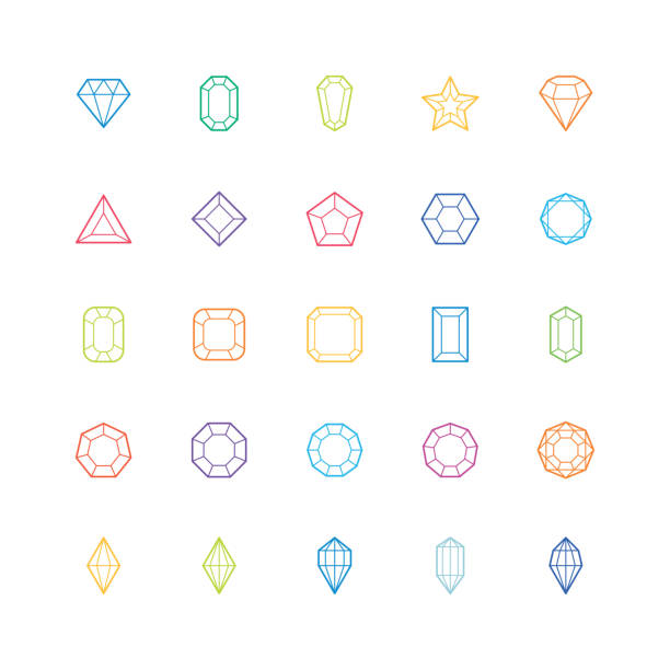 ikona diamentu, symbol kamienia szlachetnego, ilustracja wektorowa - diamond gem sapphire ruby stock illustrations