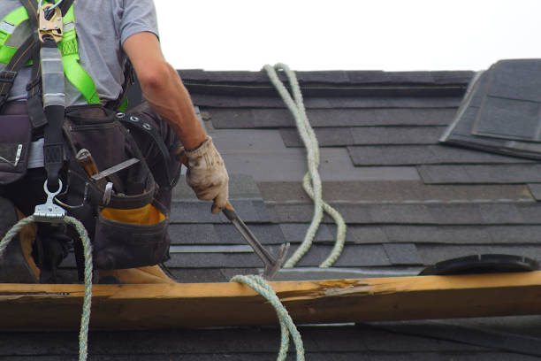 istock roof repair construction worker roofer man roofing security rope 1175372478