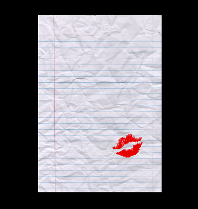 crushed paper with a lipstick kiss background