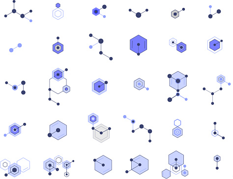molecular hexagon complex pattern design elements
