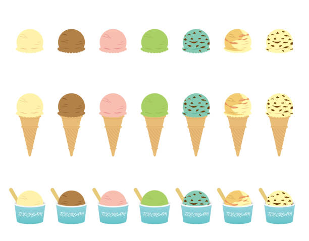 illustrazioni stock, clip art, cartoni animati e icone di tendenza di vari sapori di gelato - tazza