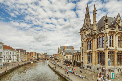 Ghent is a port city in northwest Belgium, at the confluence of the Leie and Scheldt rivers.
