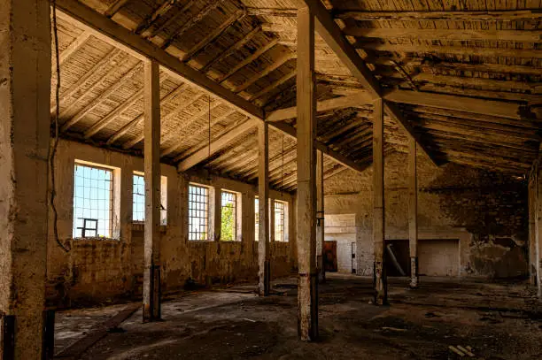 Interior of an abandoned building on Goli otok (Naked Island), a political prison island in ex Yugoslavia.