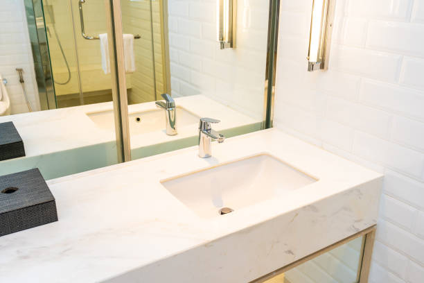istock Faucet water and sink decoration in bathroom interior 1175386547