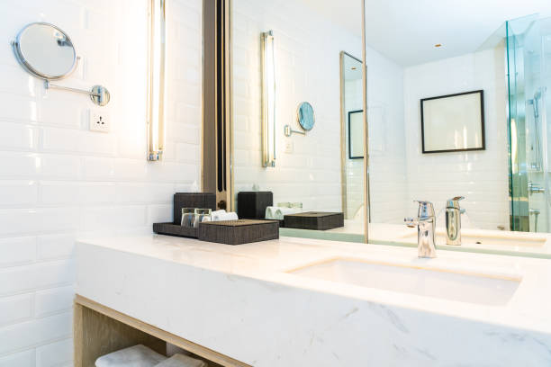 istock Faucet water and sink decoration in bathroom interior 1175387096