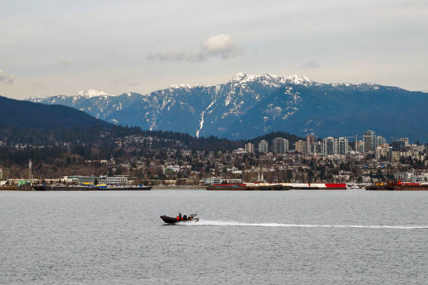 City view under the snowy mountains