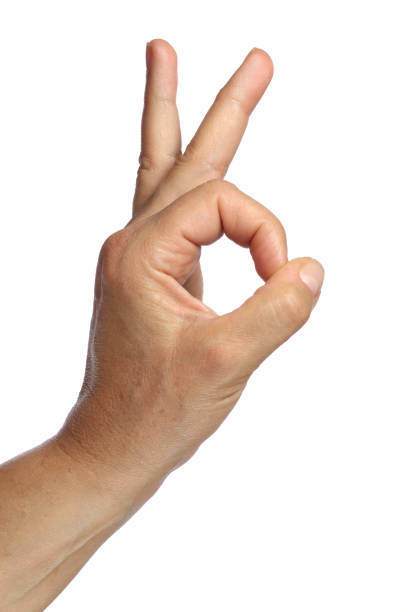 istock White Caucasian type hand making OK sign with fingers isolated on white background 1175402533