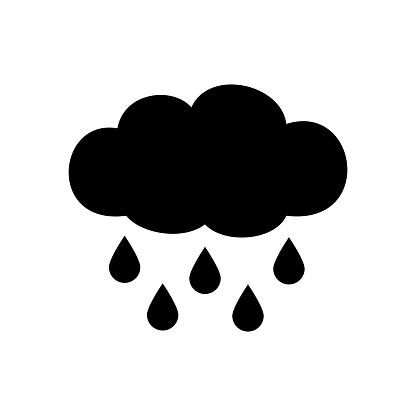 Rainy cloud icon isolated on white background