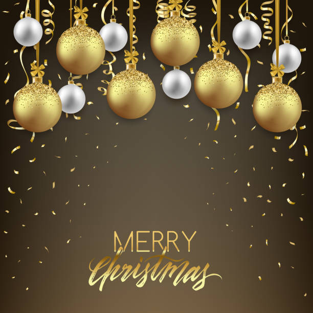 istock Christmas and New Year background decorated with shiny balls and confetti, vector illustration 1175405446