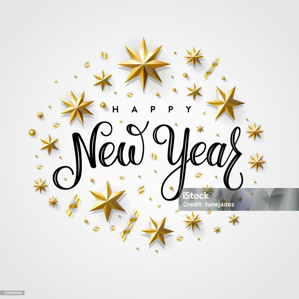 Happy New Year 2020 Gold Star Gray Stock Illustration - Download ...