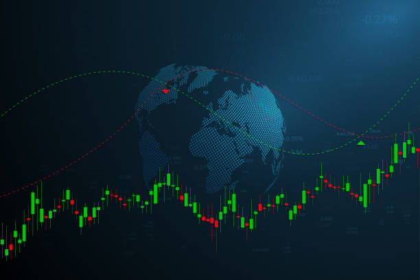 istock Stock market graph or forex trading chart for business and financial concepts, reports and investment on dark background. Vector illustration 1175408225
