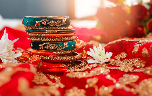 Shot of beautiful bangles for a bride to wear at a traditional wedding