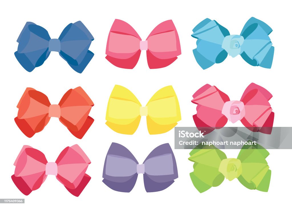 Multi Colored Bow Pattern Bow Colour Design And Multicolored Bow Colorful On White Background ...
