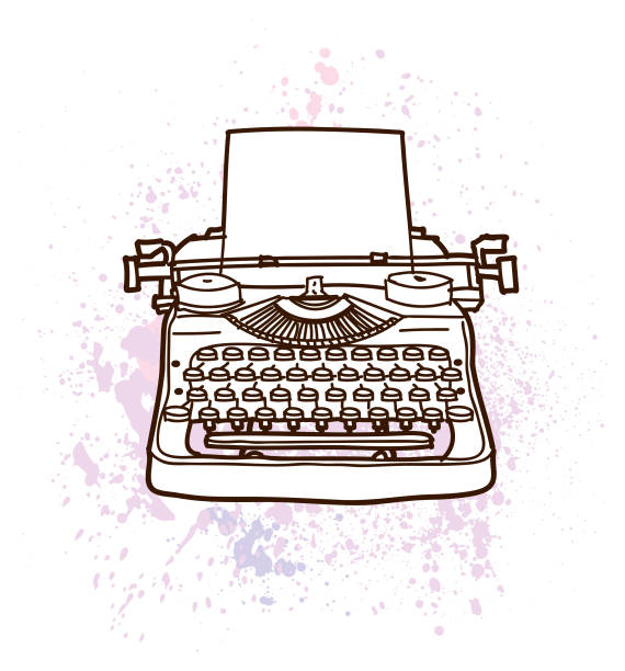 рисунок пишущей машинки - typewriter retro revival old fashioned journalist stock illustrations