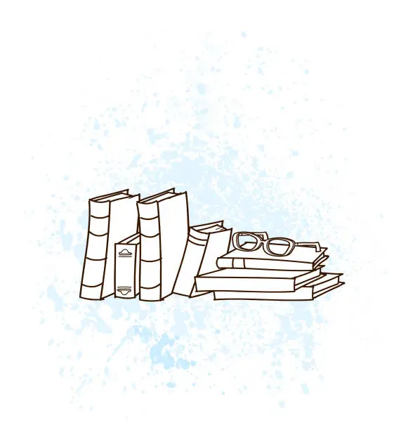 Vector illustration of Books and Glasses