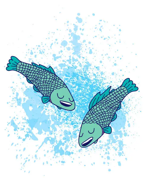 Vector illustration of Cartoon Fish Vector Illustration