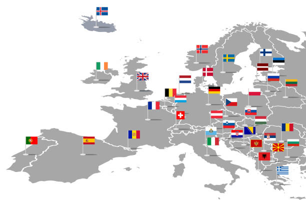 istock Map of Europe with flags of the countries 1175420509