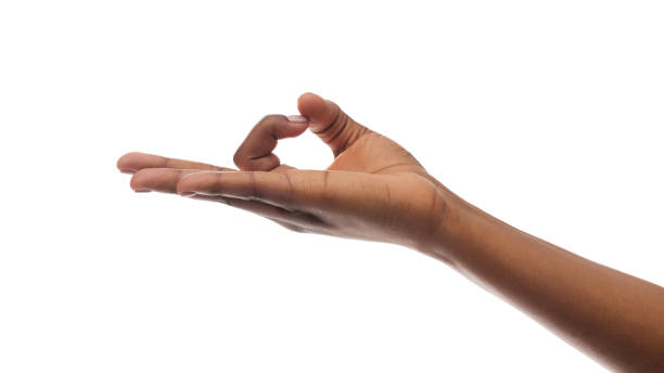 istock Black female hand showing mudra gesture isolated on white background. 1175423920