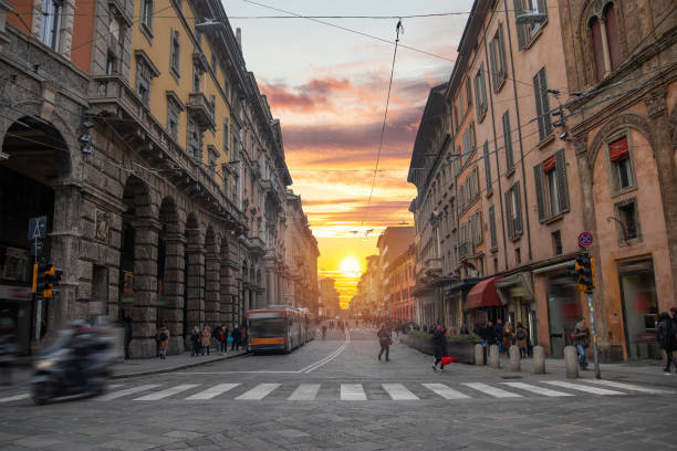 istock narrow ancient streets of Bologna. 1175425337