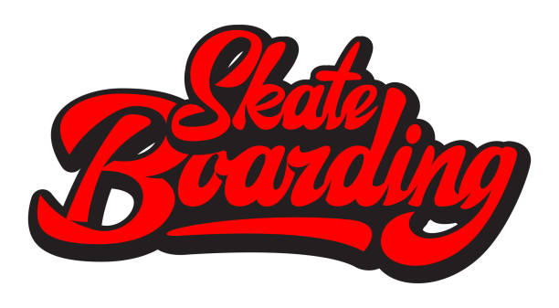 Stylish calligraphic inscription - skateboarding. Vector color illustration Stylish calligraphic inscription - skateboarding. Vector color illustration. skateboard tattoo stock illustrations